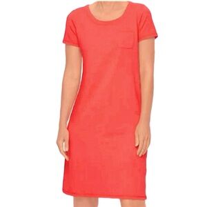 T by Talbots garmet dyed T-shirt dress coral